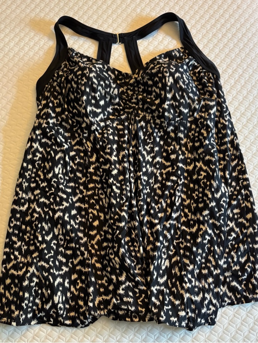 Avenue Black and White Printed one Piece Swim Dress